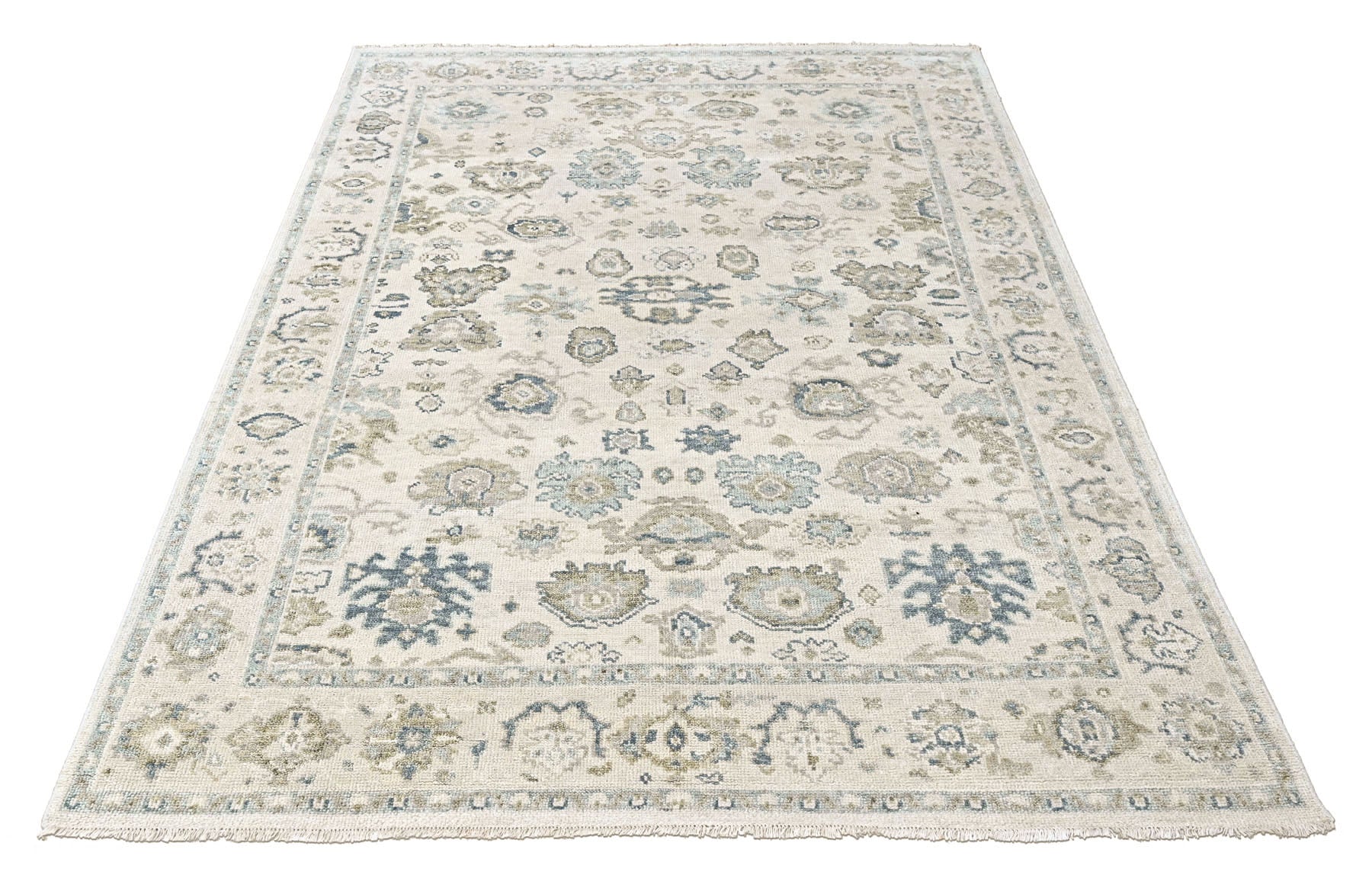 Ivory 8'10''x11'11'' Oushak Transitional Hand Knotted Wool Oriental Area Rug