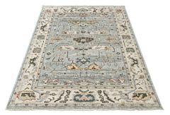 Slate, Beige 7'9''x9'11'' Oushak Transitional Hand Knotted Wool Oriental Area Rug