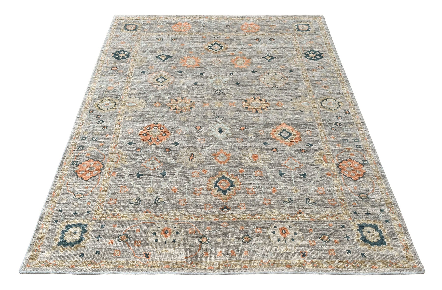 Slate 8'1''x9'9'' Oushak Transitional Hand Knotted Wool Oriental Area Rug