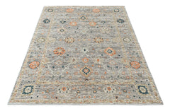 Slate 8'1''x9'9'' Oushak Transitional Hand Knotted Wool Oriental Area Rug