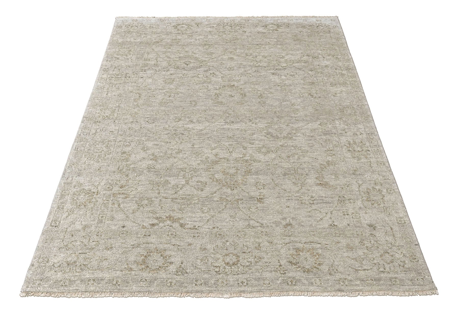Beige, Gray 8x10 Oushak Transitional Hand Knotted Wool Oriental Area Rug