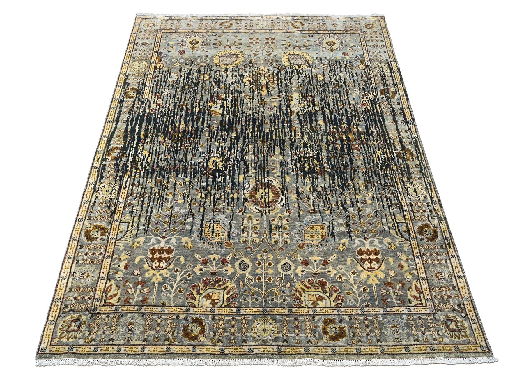 Slate, Charcoal 5'10''x8'7'' Oushak Modern Hand Knotted Wool Oriental Area Rug
