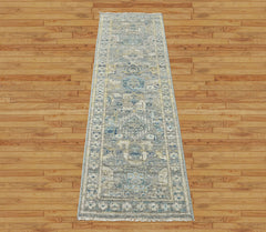 Slate 2'6''x8'10'' Oushak Transitional Hand Knotted Wool Oriental Area Rug