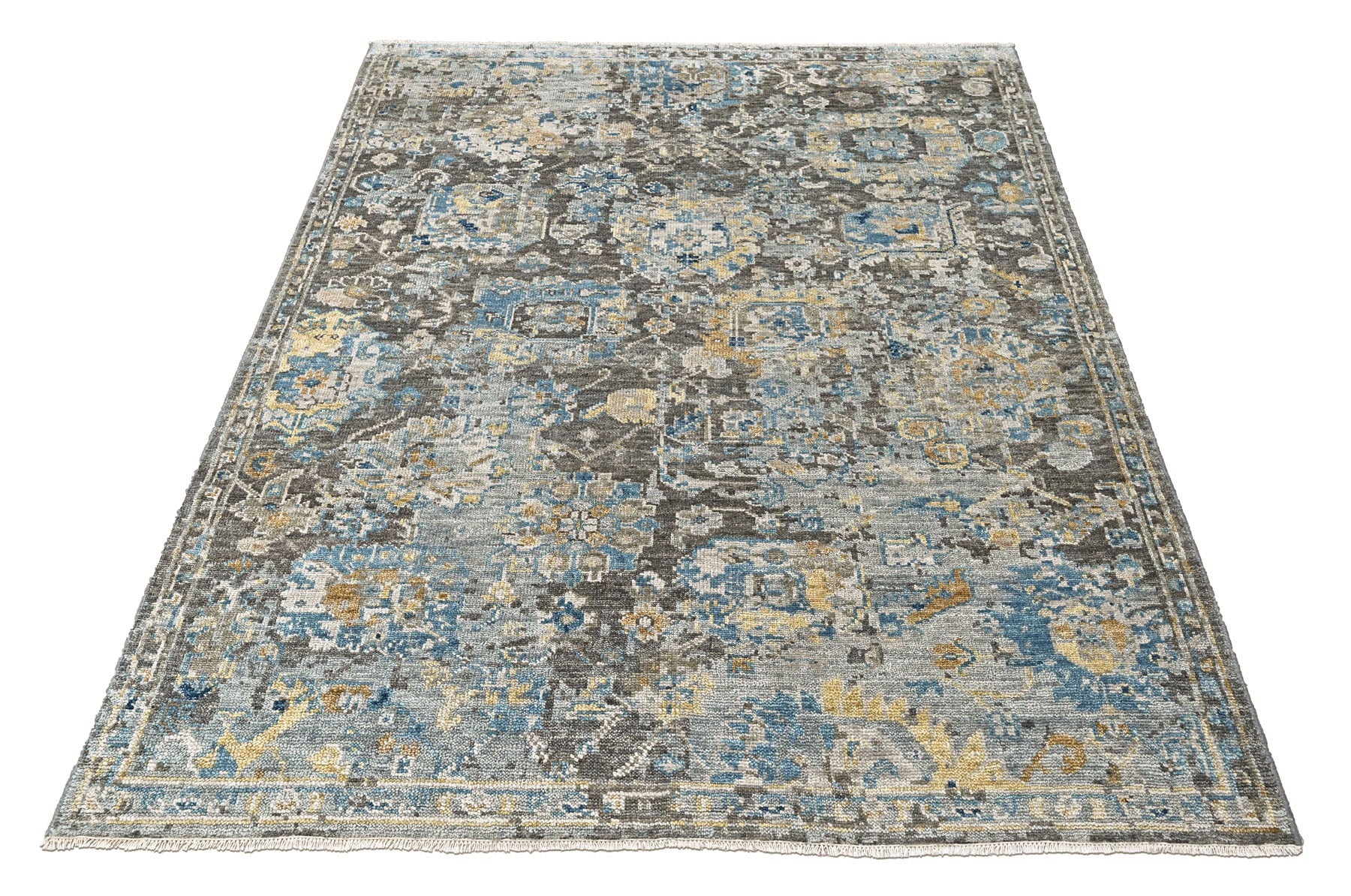 Gray 7'11''x9'9'' Oushak Transitional Hand Knotted Wool Oriental Area Rug