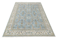 Aqua, Ivory 8'11''x11'11'' Oushak Transitional Hand Knotted Wool Oriental Area Rug