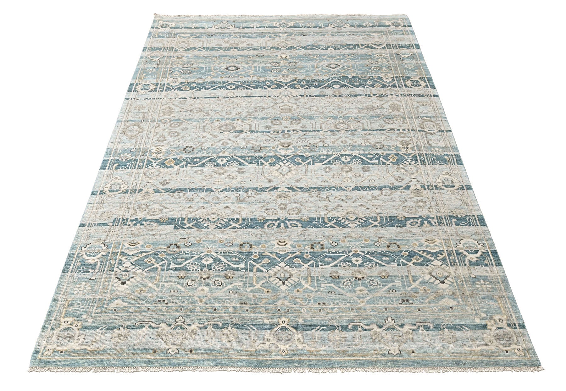 Aqua, Gray 8'6''x11'6'' Oushak Transitional Hand Knotted Wool Oriental Area Rug