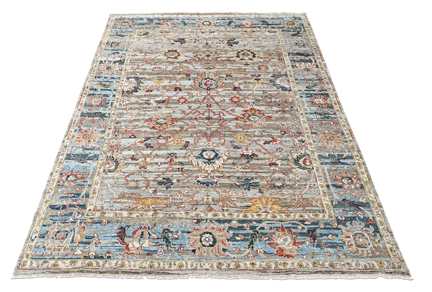 Gray, Slate 9x11'9'' Oushak Transitional Hand Knotted Wool Oriental Area Rug