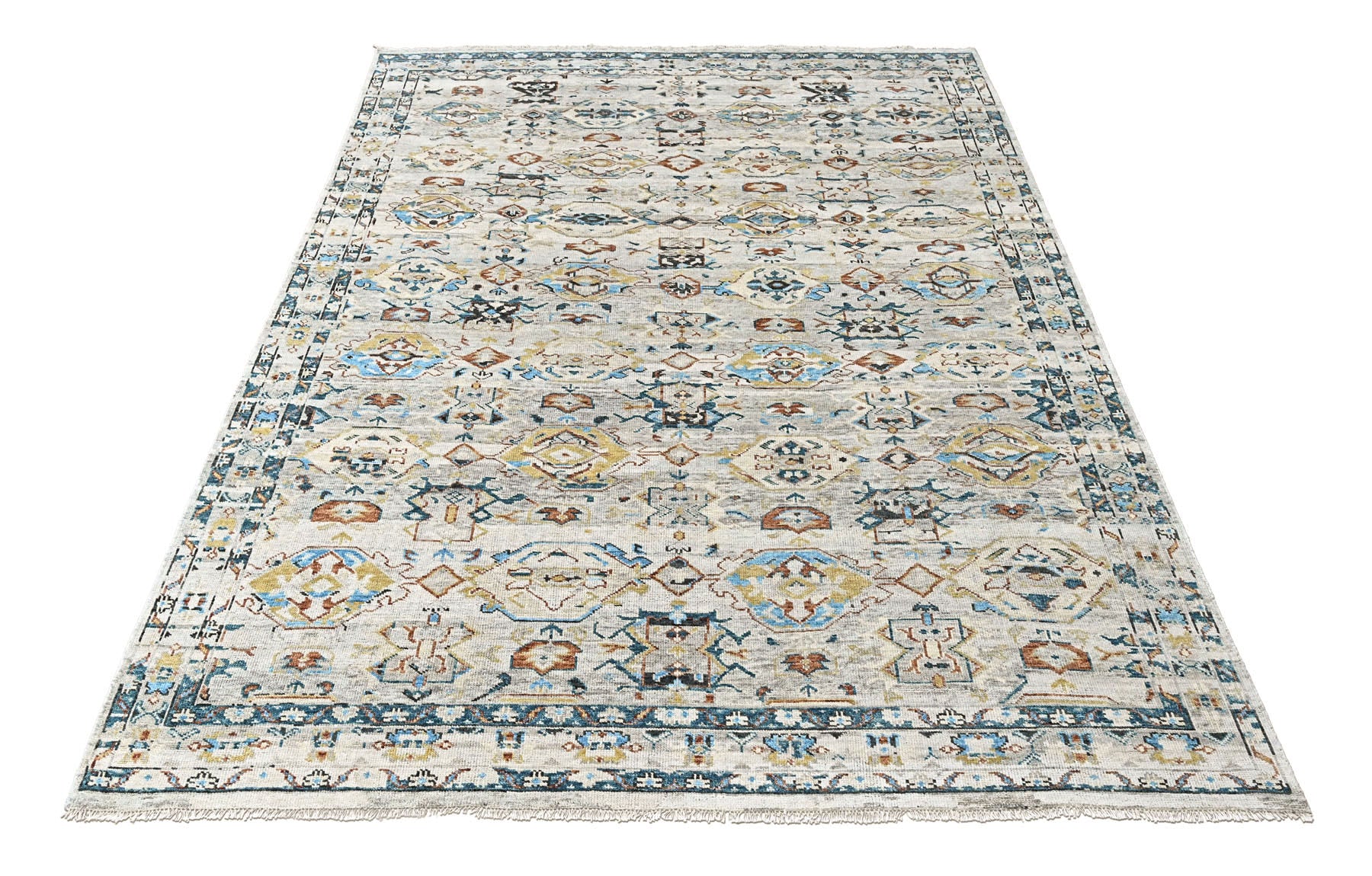 Beige, Slate 9x11'10'' Oushak Transitional Hand Knotted Wool Oriental Area Rug