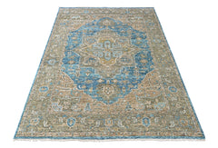 Aqua 8'10''x11'8'' Oushak Heriz Hand Knotted Wool Oriental Area Rug