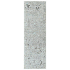 Gray 2'6''x8 Oushak Transitional Hand Knotted Wool Oriental Area Rug
