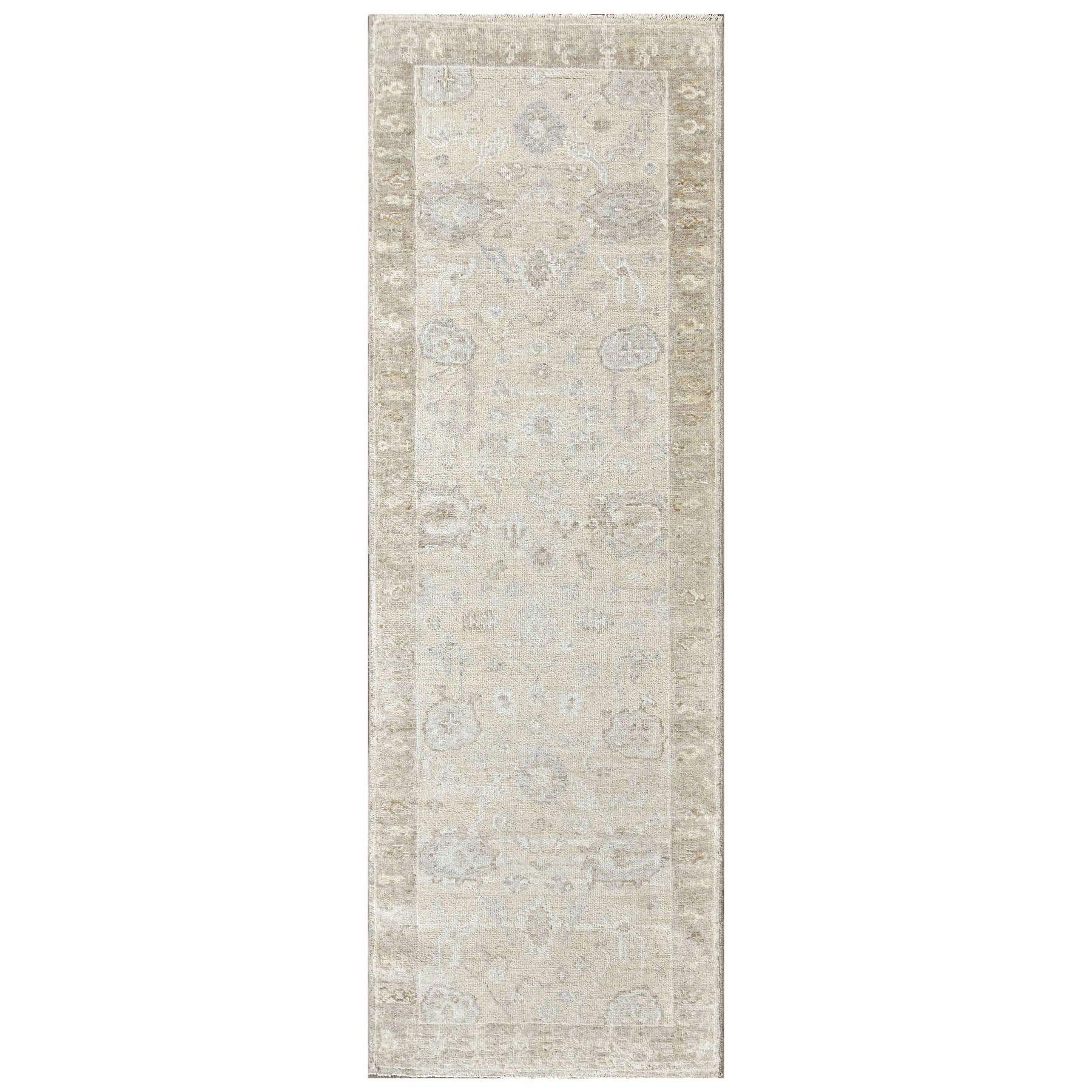 Beige Multi Size Oushak Transitional Hand Knotted Wool Oriental Area Rug