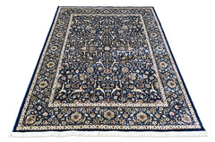 9x12 Navy, Ivory, Aqua Color Power Loom Oushak Wool Traditional Oriental Rug