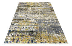 9x12 Beige, Navy, Gold Color Power Loom Oushak Wool Modern Oriental Rug