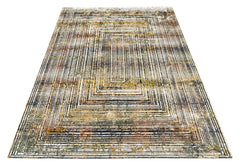 9x12 Gray, Rust, Gold Color Power Loom Oushak Wool Modern Oriental Rug