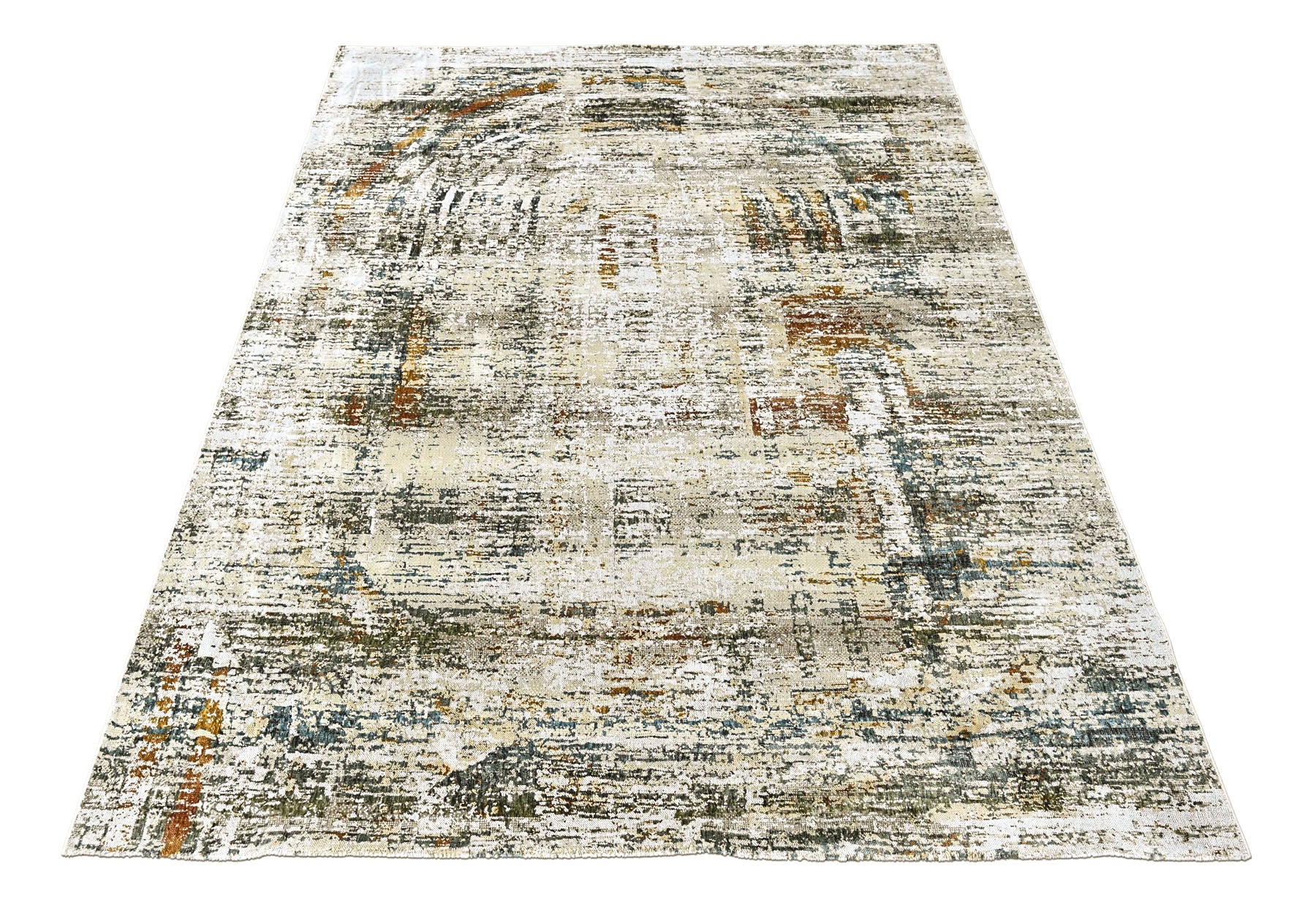 9x12 Gray, Beige, Burnt Orange Color Power Loom Oushak Wool Modern Oriental Rug