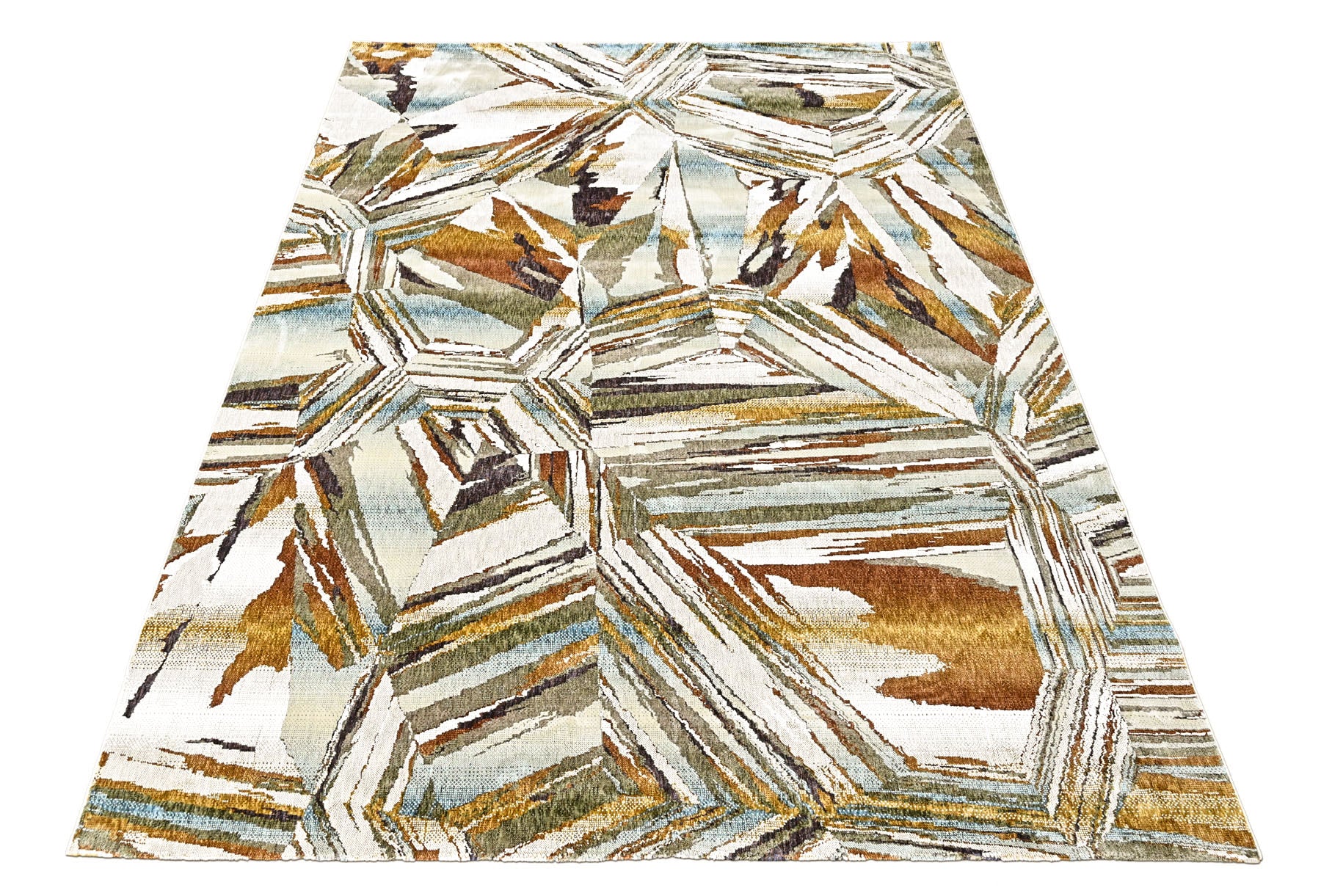 9x12 Ivory, Gray, Gold Color Power Loom Oushak Wool Modern Oriental Rug