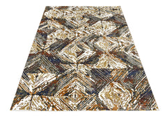 9x12 Ivory, Gold, Blue Color Power Loom Oushak Wool Modern Oriental Rug