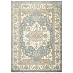 Slate, Ivory 9'11''x14 Oushak Heriz Traditional Hand Knotted Wool Oriental Area Rug