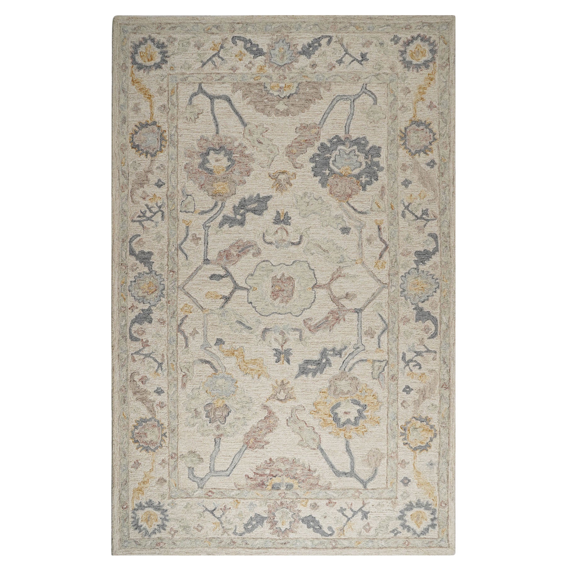Multi Size Beige Gray Mint Color Hand Loomed  Wool  Oriental Rug