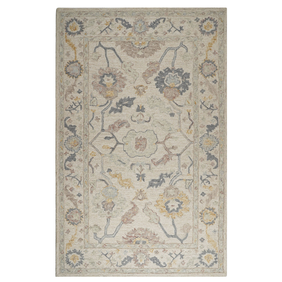 Multi Size Beige Gray Mint Color Hand Loomed  Wool  Oriental Rug