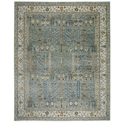 12x15 Seledon, Beige, Green Color Hand Knotted Oushak Wool Transitional Oriental Rug