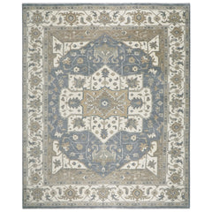 12x15 Slate, Ivory, Beige Color Hand Knotted Oushak Wool  Oriental Rug