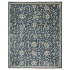 12x15 Blue, Beige, Moss Color Hand Knotted Oushak Wool Arts and Crafts Oriental Rug