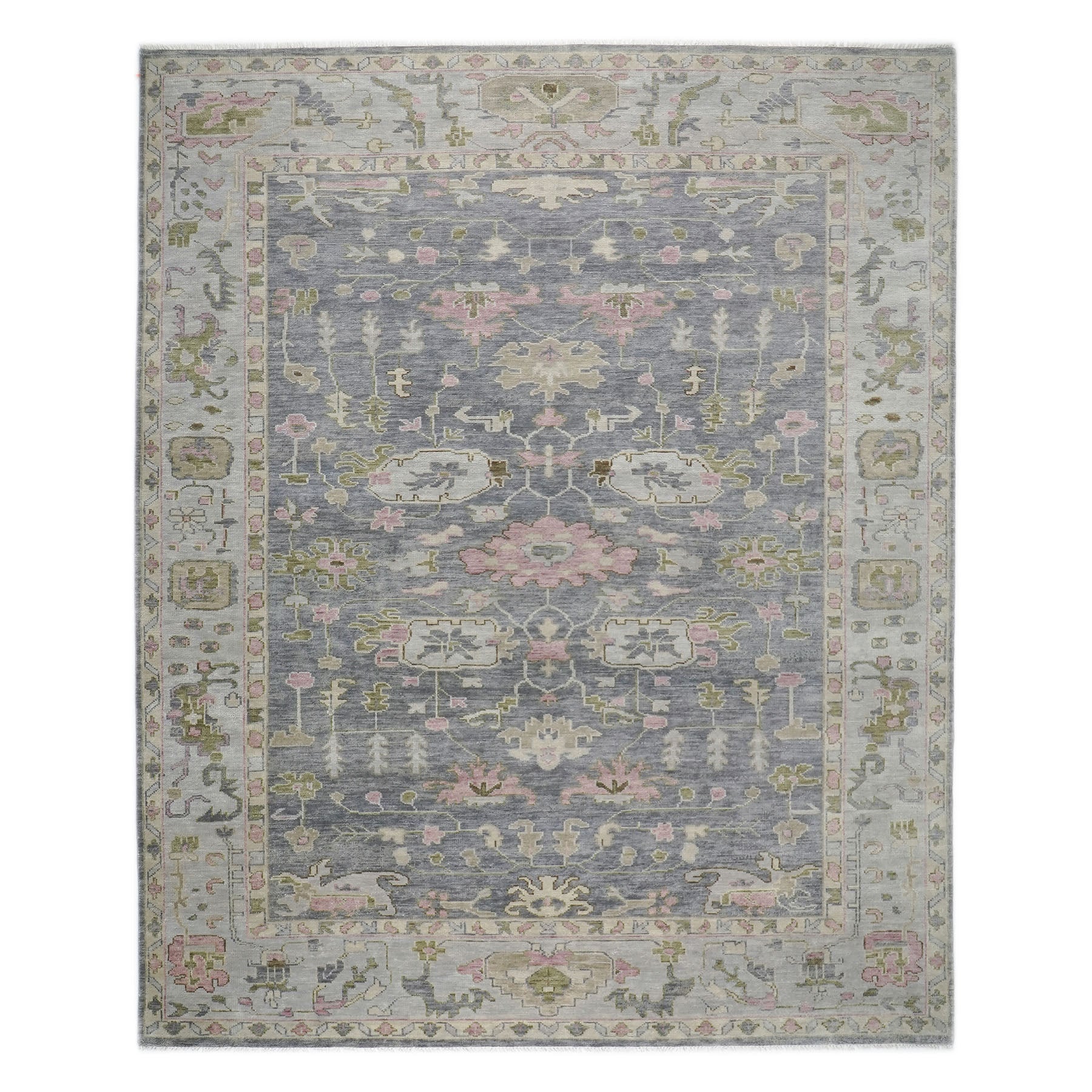 12x15 Slate, Blue, Gray Color Hand Knotted Oushak Wool Transitional Oriental Rug
