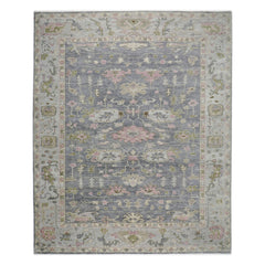 12x15 Slate, Blue, Gray Color Hand Knotted Oushak Wool Transitional Oriental Rug