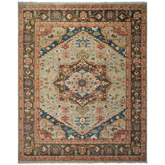 Green, Brown 11'8''x15 Oushak Southwestern Hand Knotted Wool Oriental Area Rug
