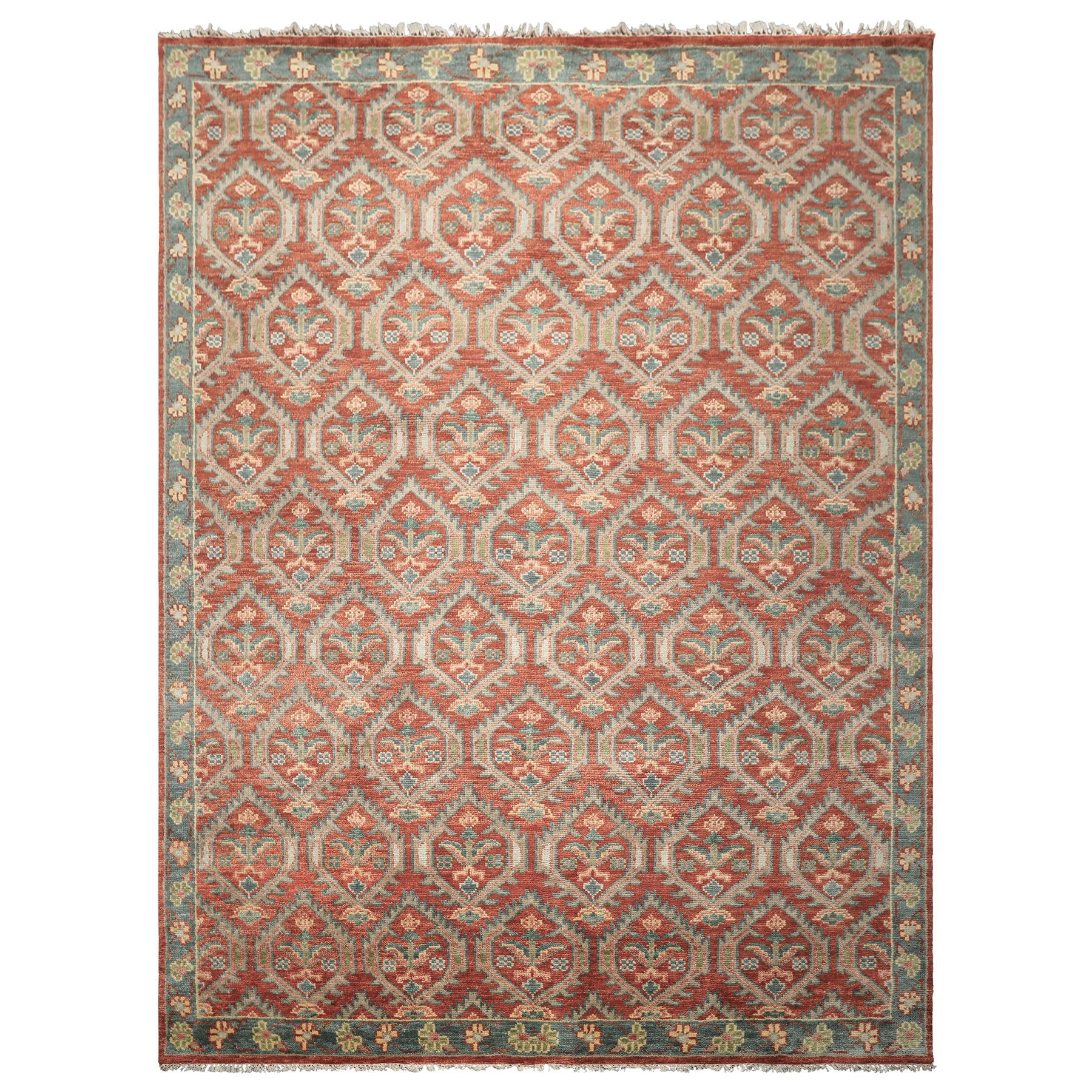 9x12 Rose, Slate, Taupe Color Hand Knotted Oushak Wool Transitional Oriental Rug