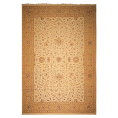 12x18 Beige, Tan, Gold Color Hand Knotted Soumak Wool Transitional Oriental Rug