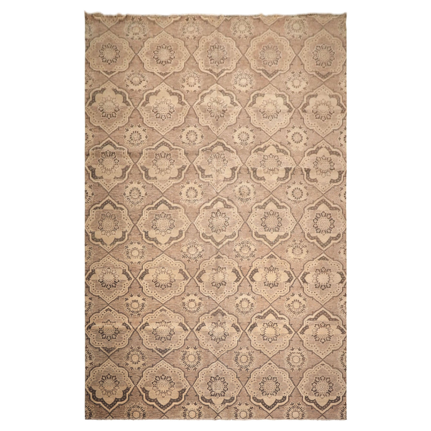 9x13 Taupe, Beige, Brown Color Hand Knotted Oushak Wool Transitional Oriental Rug