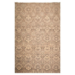 9x13 Taupe, Beige, Brown Color Hand Knotted Oushak Wool Transitional Oriental Rug