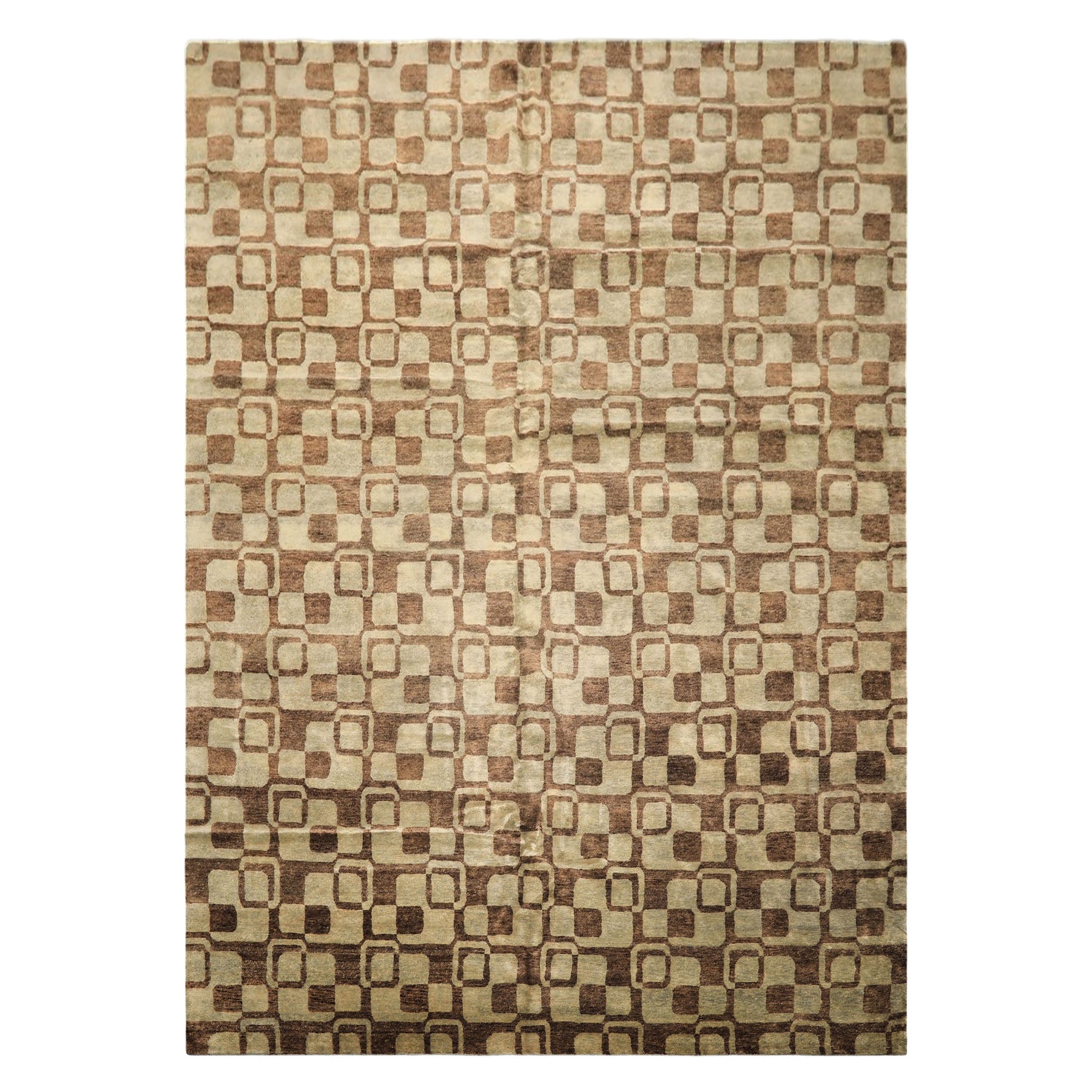 10x14 Seafoam, Brown, Color Hand Knotted Tibetan New Zealand Wool Transitional Oriental Rug