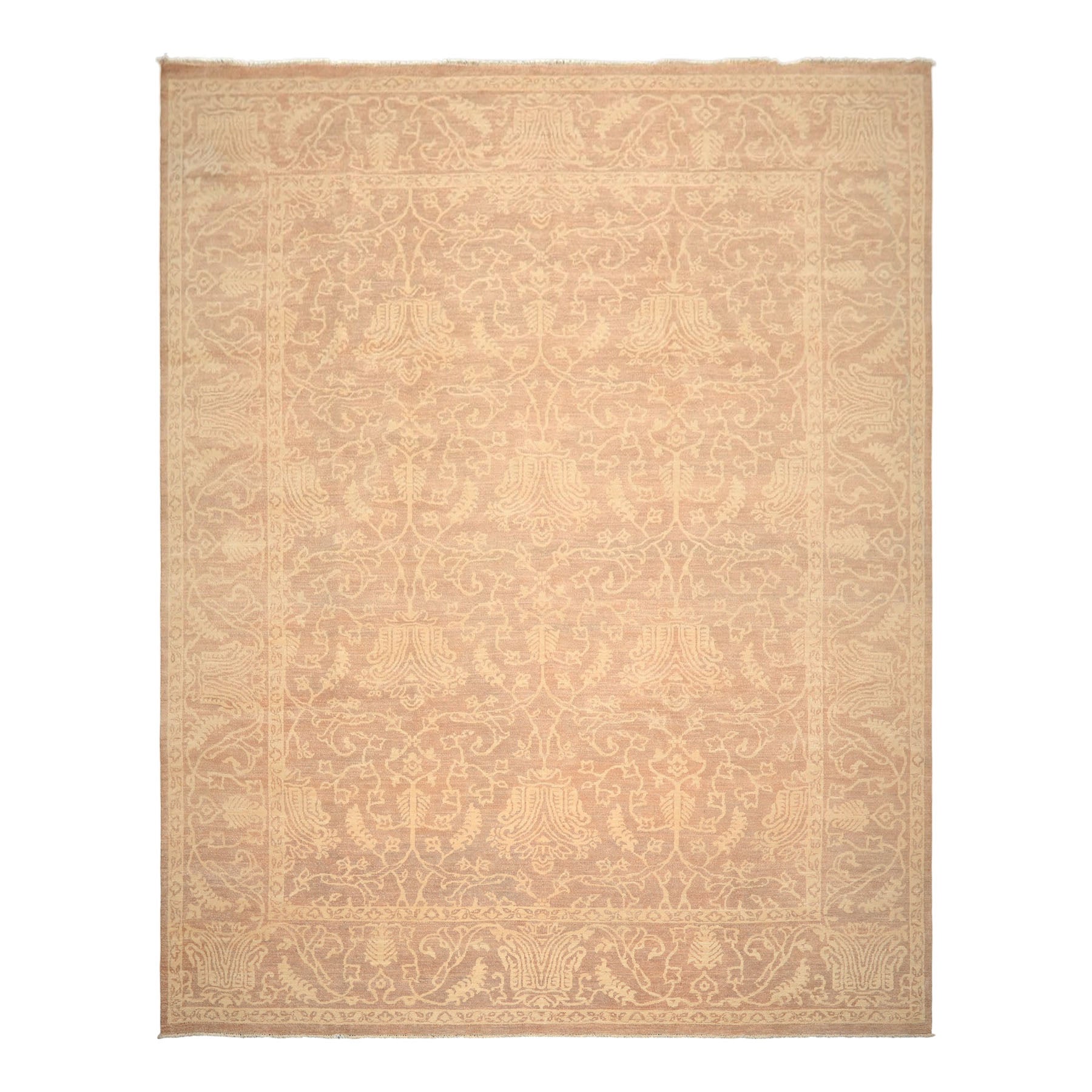 9x12 Tan, Ivory, Color Hand Knotted Peshawar Wool Transitional Oriental Rug