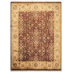9x12 Maroon, Light Gold, Beige Color Hand Knotted Agra New Zealand Wool Traditional Oriental Rug