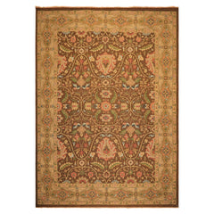 9x12 Brown, Taupe, Green Color Hand Knotted Soumak Wool Transitional Oriental Rug