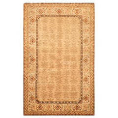 6x9 Tan, Ivory, Gold Color Hand Knotted Agra Wool Transitional Oriental Rug