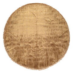 Round Tan, Gold, Color Hand Knotted Tibetan New Zealand Wool Transitional Oriental Rug