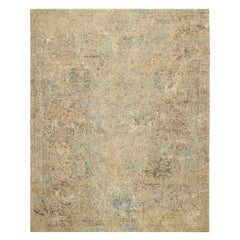 8x10 Beige, Turquoise, Gray Color Hand Knotted Sherpa Wool & Silk Modern & Contemporary Oriental Rug