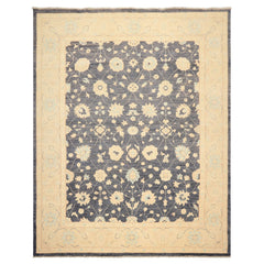 8x10 Denim, Ivory, Aqua Color Hand Knotted Peshawar Wool Traditional Oriental Rug