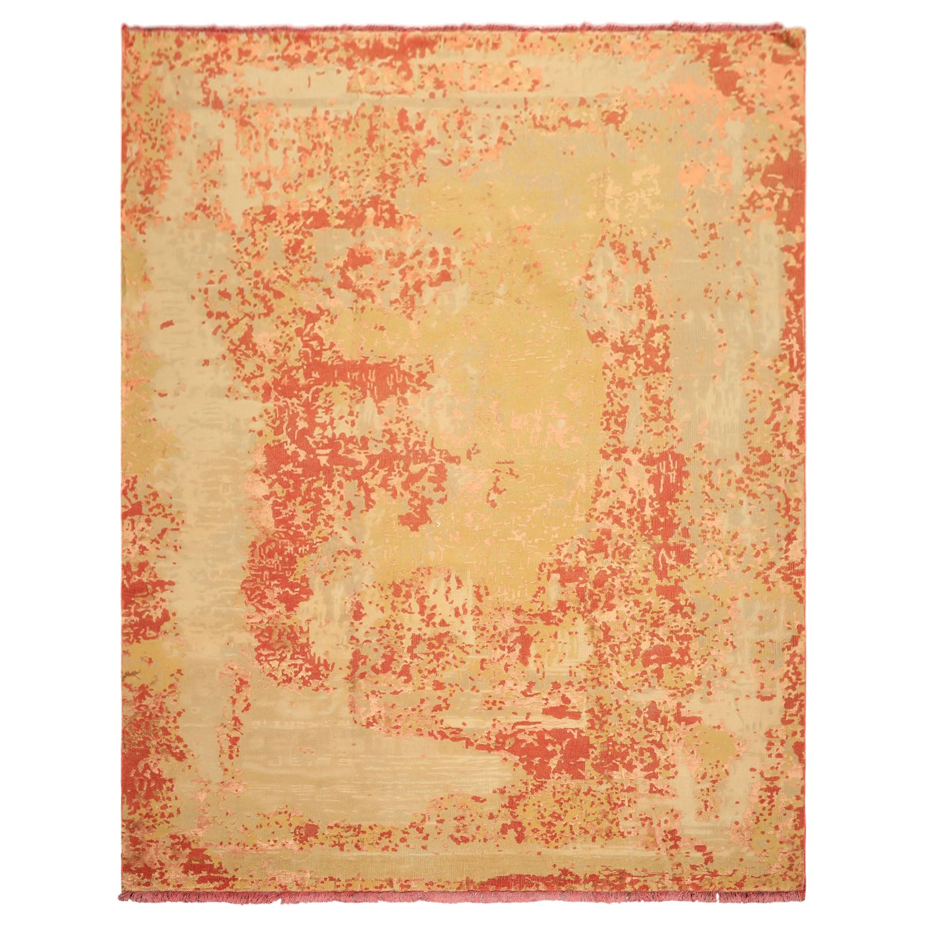 8x10 Gold, Sage, Burnt Orange Color Hand Knotted Sherpa Wool & Bamboo Silk Modern & Contemporay Oriental Rug