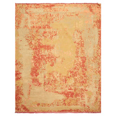 8x10 Gold, Sage, Burnt Orange Color Hand Knotted Sherpa Wool & Bamboo Silk Modern & Contemporay Oriental Rug