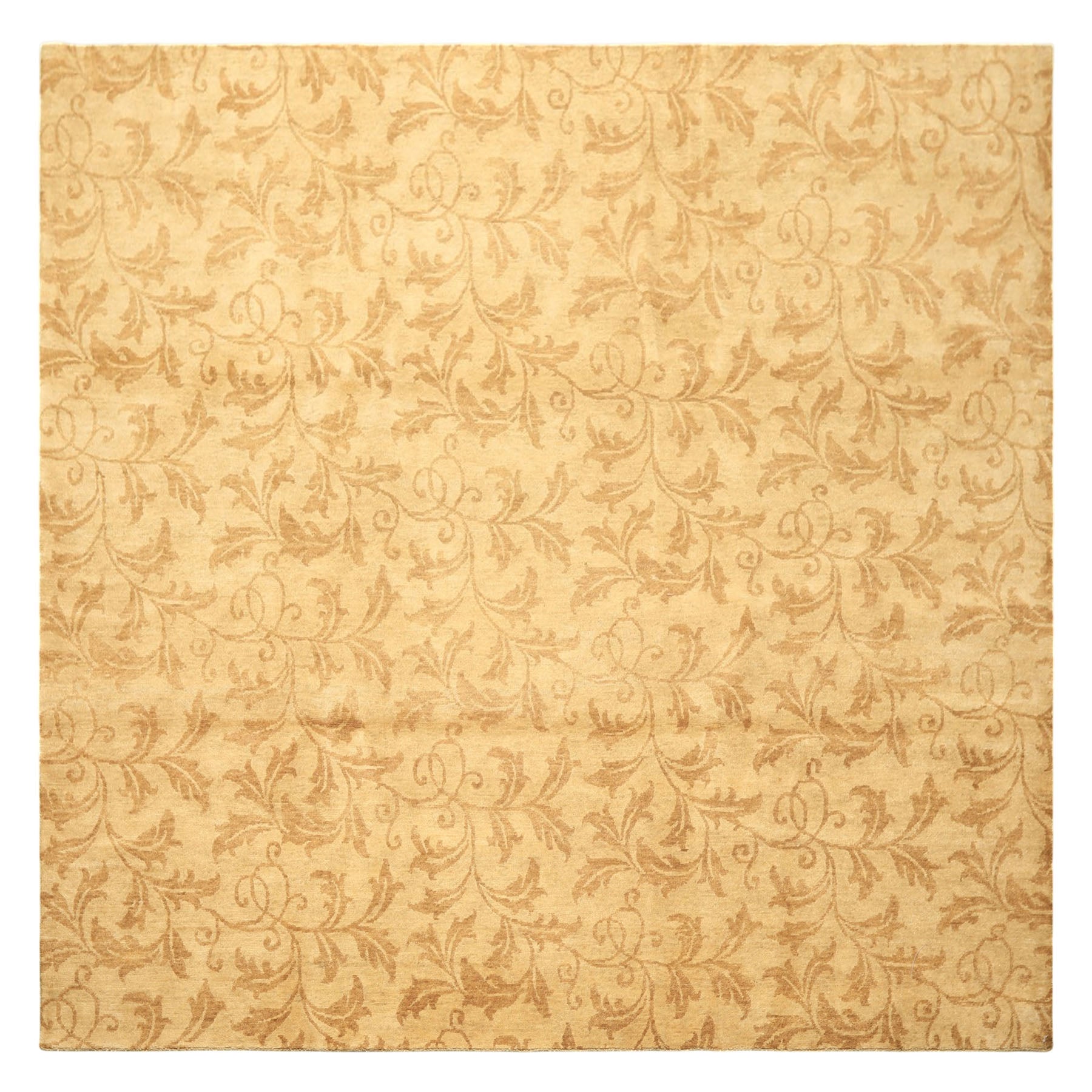 8' Square Tone on Tone Gold, , Color Hand Knotted Tibetan Wool Transitional Oriental Rug