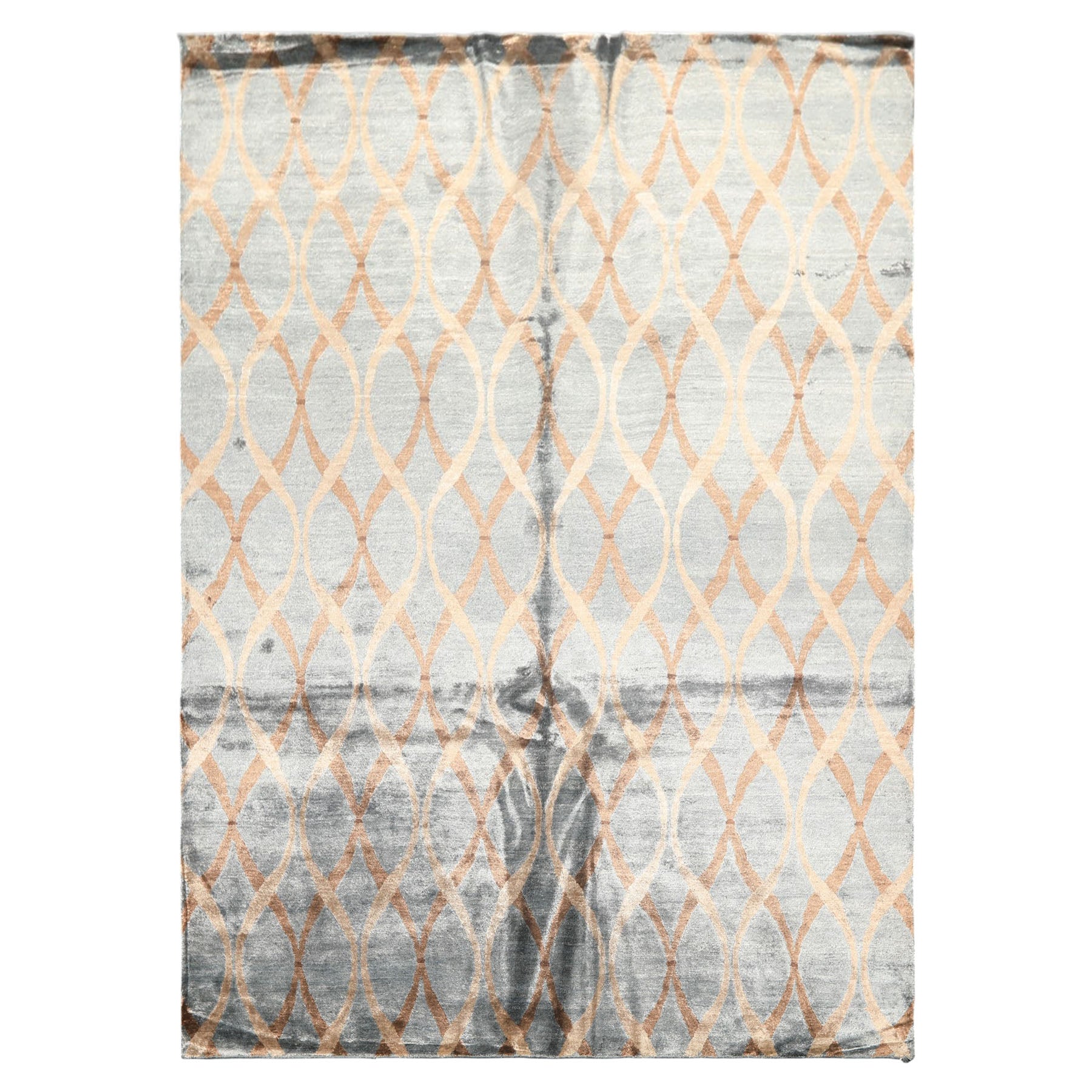 6x9 Slate, Brown, Tan Color Hand Loomed Tibetan Viscose Modern & Contemporay Oriental Rug