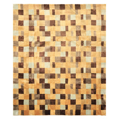 8x10 Gold, Chocolate, Aqua Color Hand Knotted Tibetan New Zealand Wool Modern & Contemporay Oriental Rug