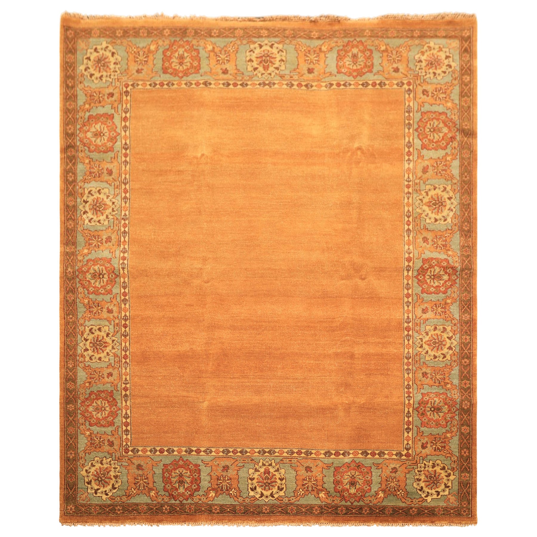 8x10 Caramel, Turquoise, Brown Color Hand Knotted Jaipur Wool Traditional Oriental Rug