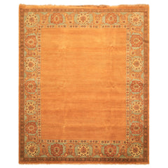 8x10 Caramel, Turquoise, Brown Color Hand Knotted Jaipur Wool Traditional Oriental Rug