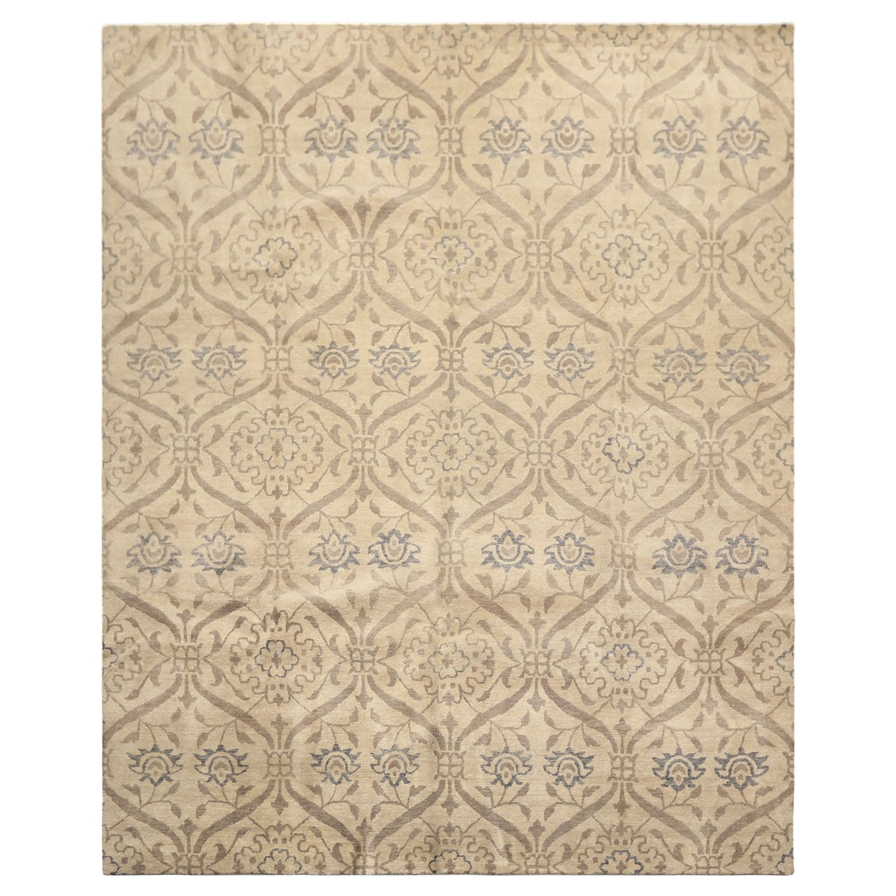 8x10 Gray, Taupe, Slate Color Hand Knotted Tibetan Wool Transitional Oriental Rug